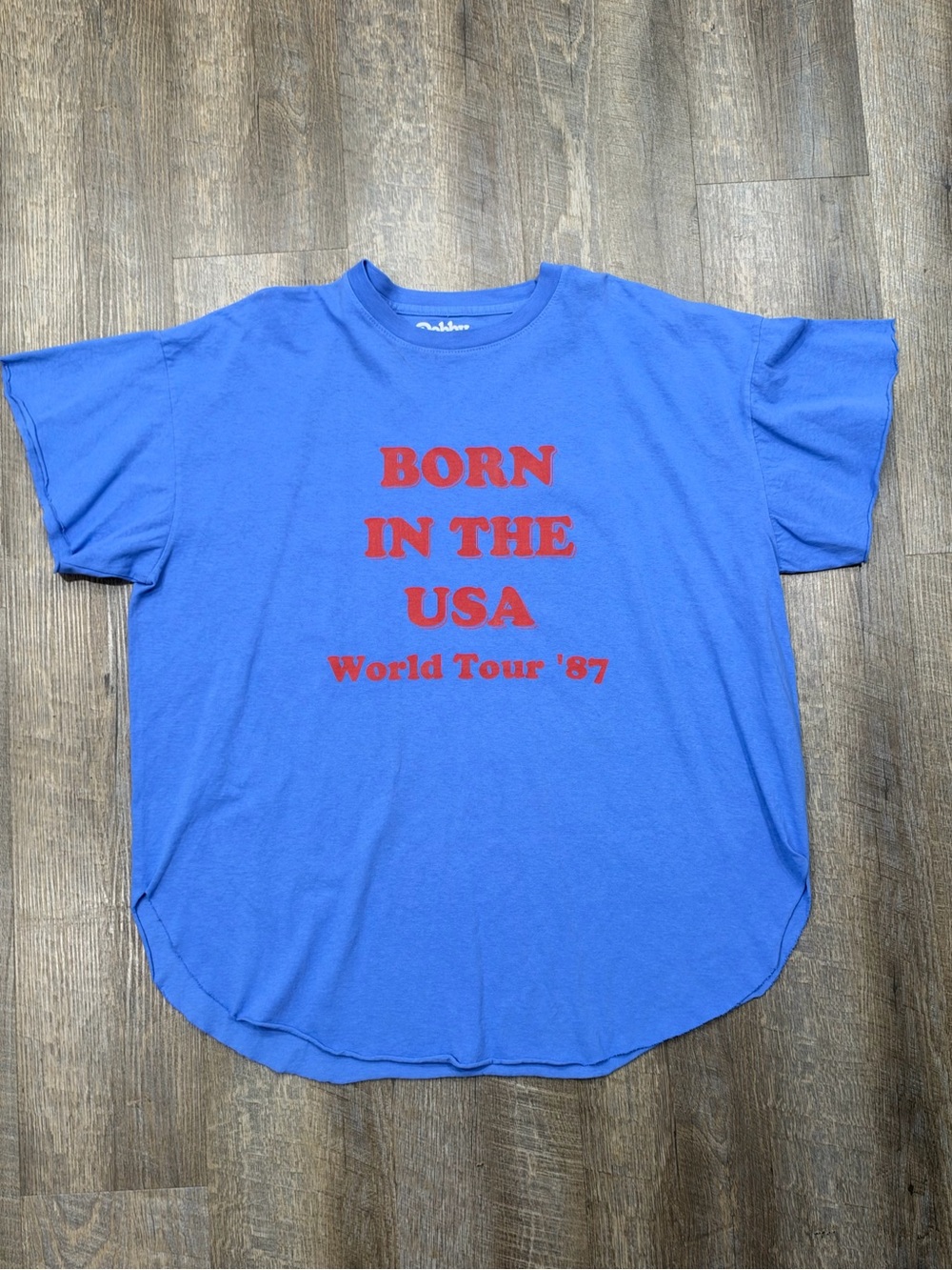 Pebby forevee side slit tee Born in the USA Graphic Tee - Blue with Red Print